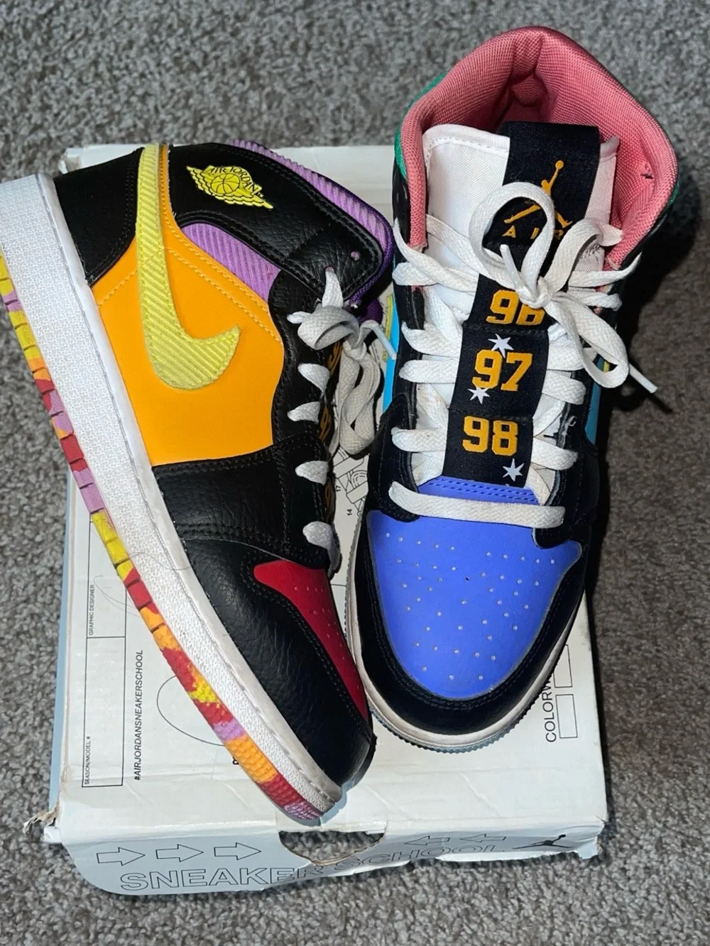 Jordan Multicolor Low-Top Sneakers - Red, Blue & Black